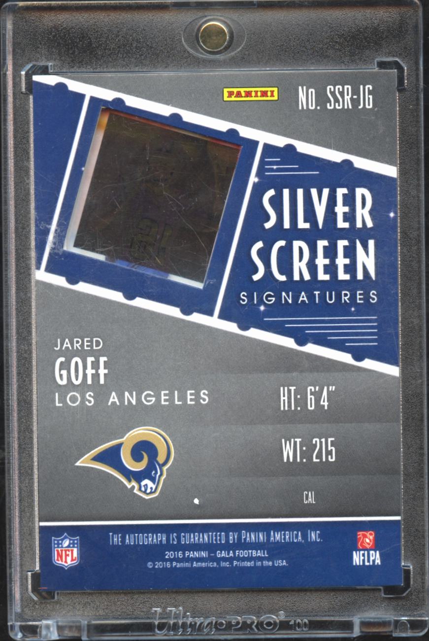 Jared Goff 2016 Panini Gala Auto Autograp RC Rookie 73/99 LA Rams Lions
