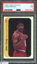 Julius Erving 1986-87 Fleer Sticker Philadelphia 76ers #5 PSA 7