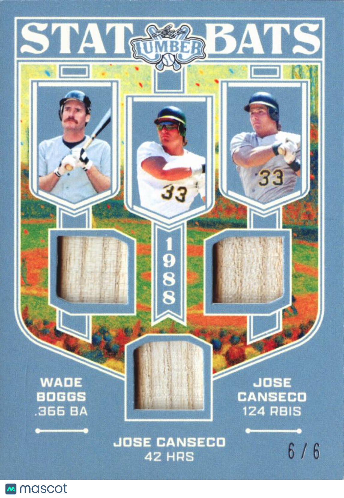 Jose Canseco / Wade Boggs 2025 Leaf Lumber Game Used Bat 6/6 Athletics Red Sox