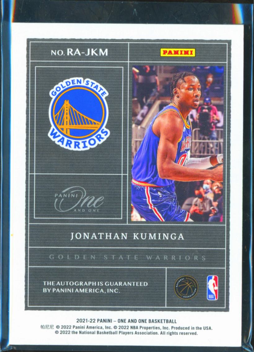 Jonathan Kuminga 2021-22 Panini One and One Auto Autogrpah RC 20/25 Warriors