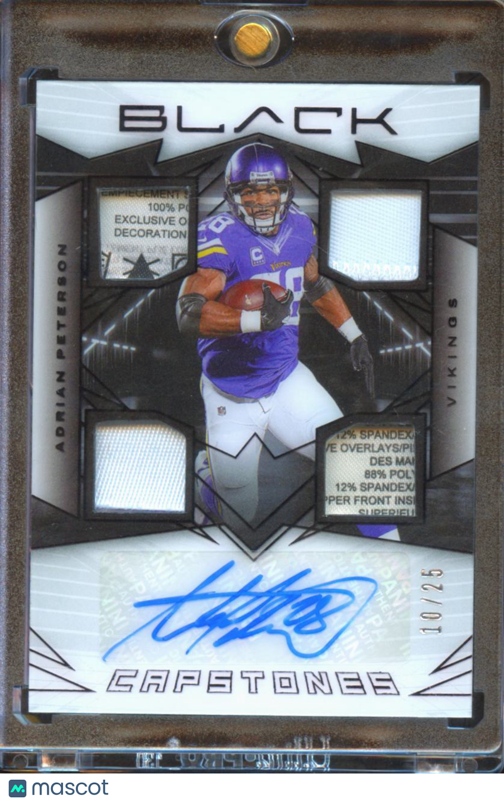 Adrian Peterson 2024 Black Capstones Auto Autograph Patch /25 Minnesota Vikings