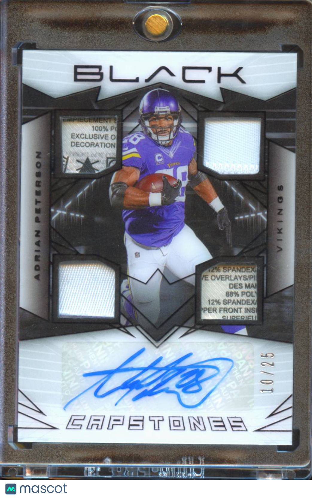 Adrian Peterson 2024 Black Capstones Auto Autograph Patch /25 Minnesota Vikings