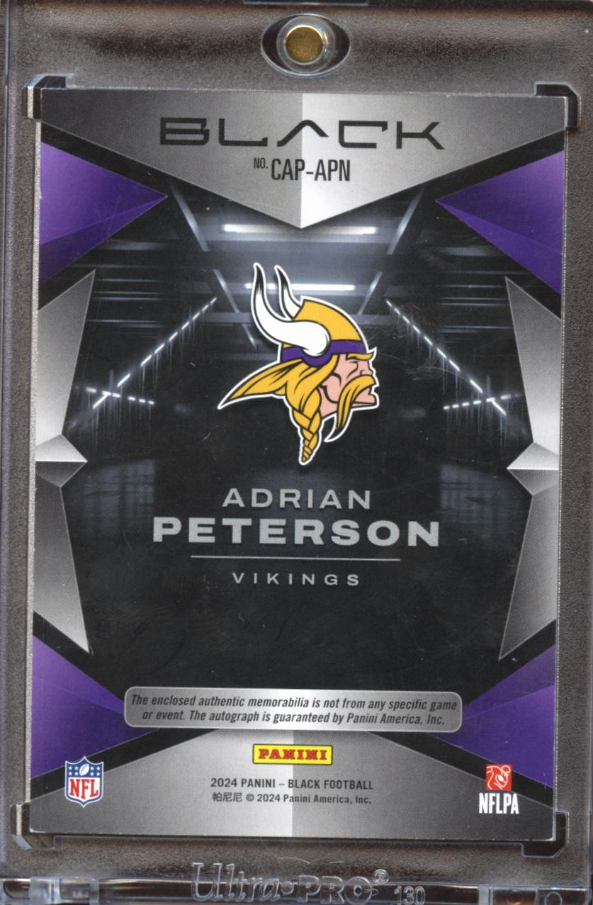 Adrian Peterson 2024 Black Capstones Auto Autograph Patch /25 Minnesota Vikings