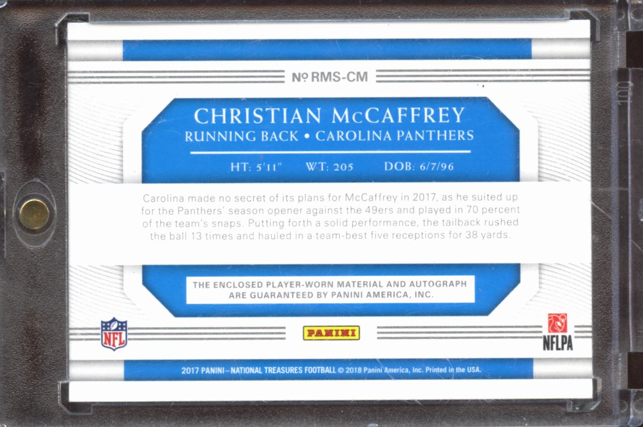Christian McCaffrey 2017 National Treasures Auto Autograph Patch RC /99 Panthers