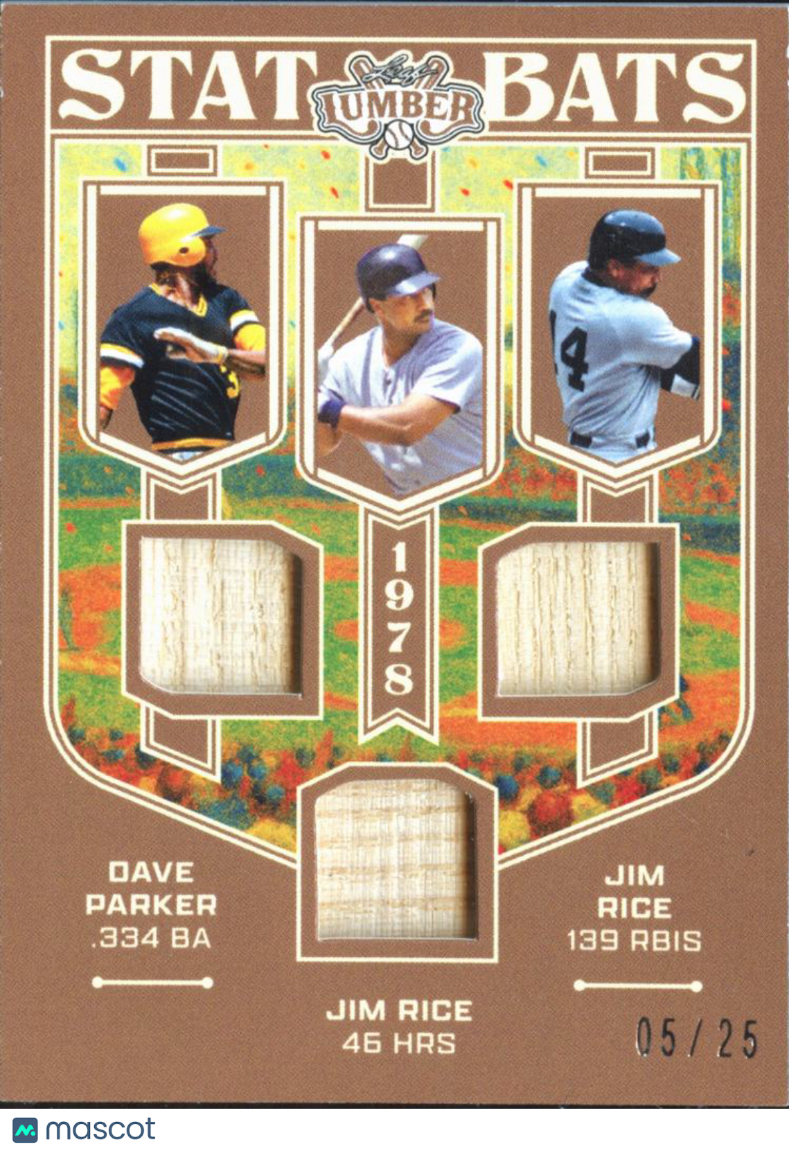 Dave Parker / Jim Rice 2025 Leaf Lumber Game Used Bat 5/25 Pirates Red Sox