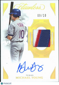 Michael Young 2025 Flawless Auto Autograph 3 Color Patch 9/10 Texas Rangers