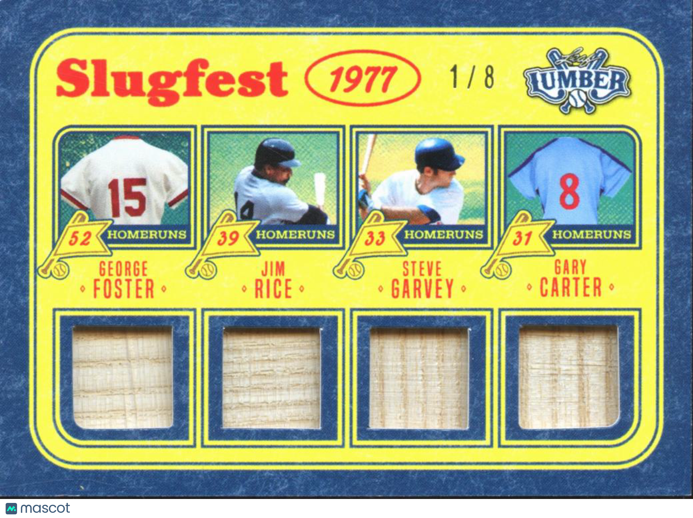 Steve Garvey Jim Rice George Foster Gary Carter Leaf Lumber Game Used Bat 1/8