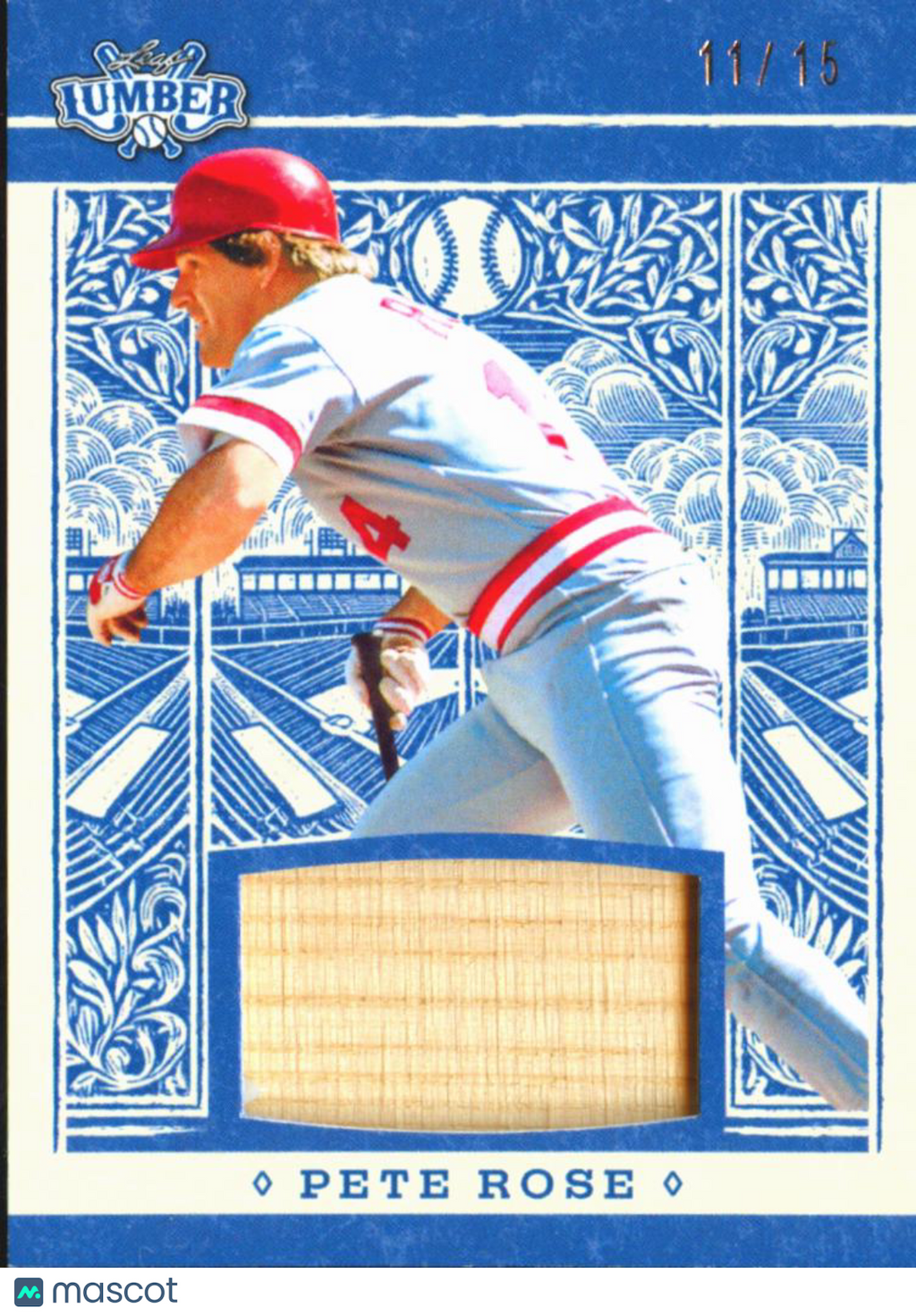Pete Rose 2025 Leaf Lumber Game Used Bat Relic 11/15 Cincinnati Reds