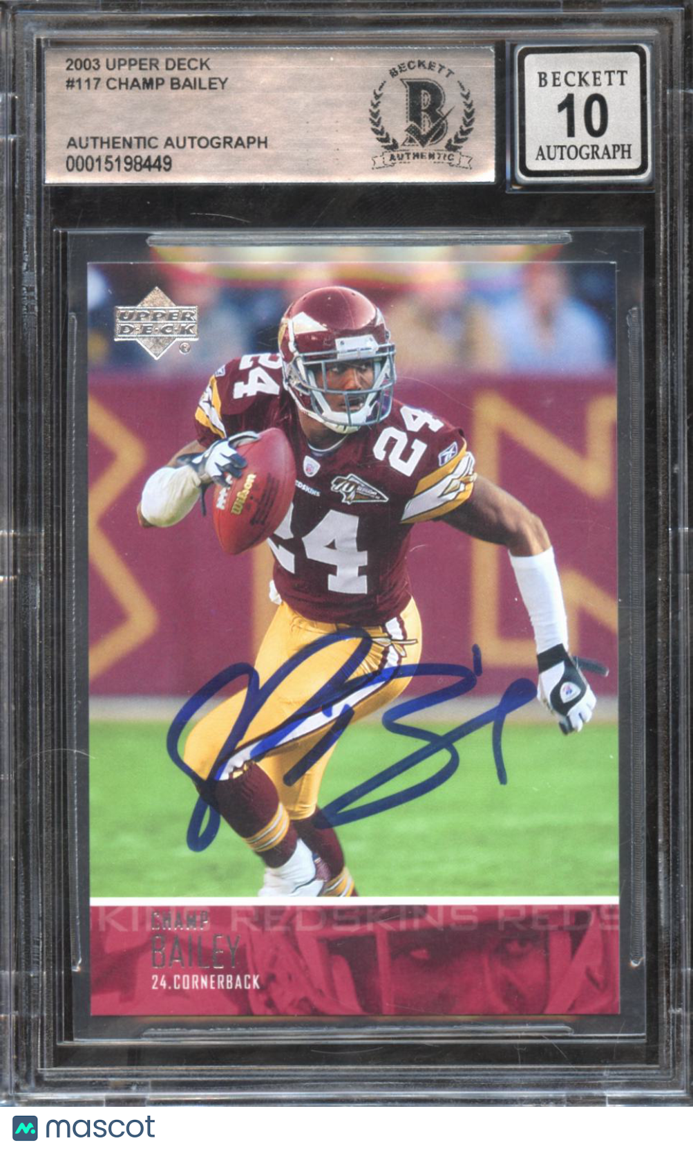 Champ Bailey 2003 Upper Deck Auto Autograph Authentic Washington Redskins