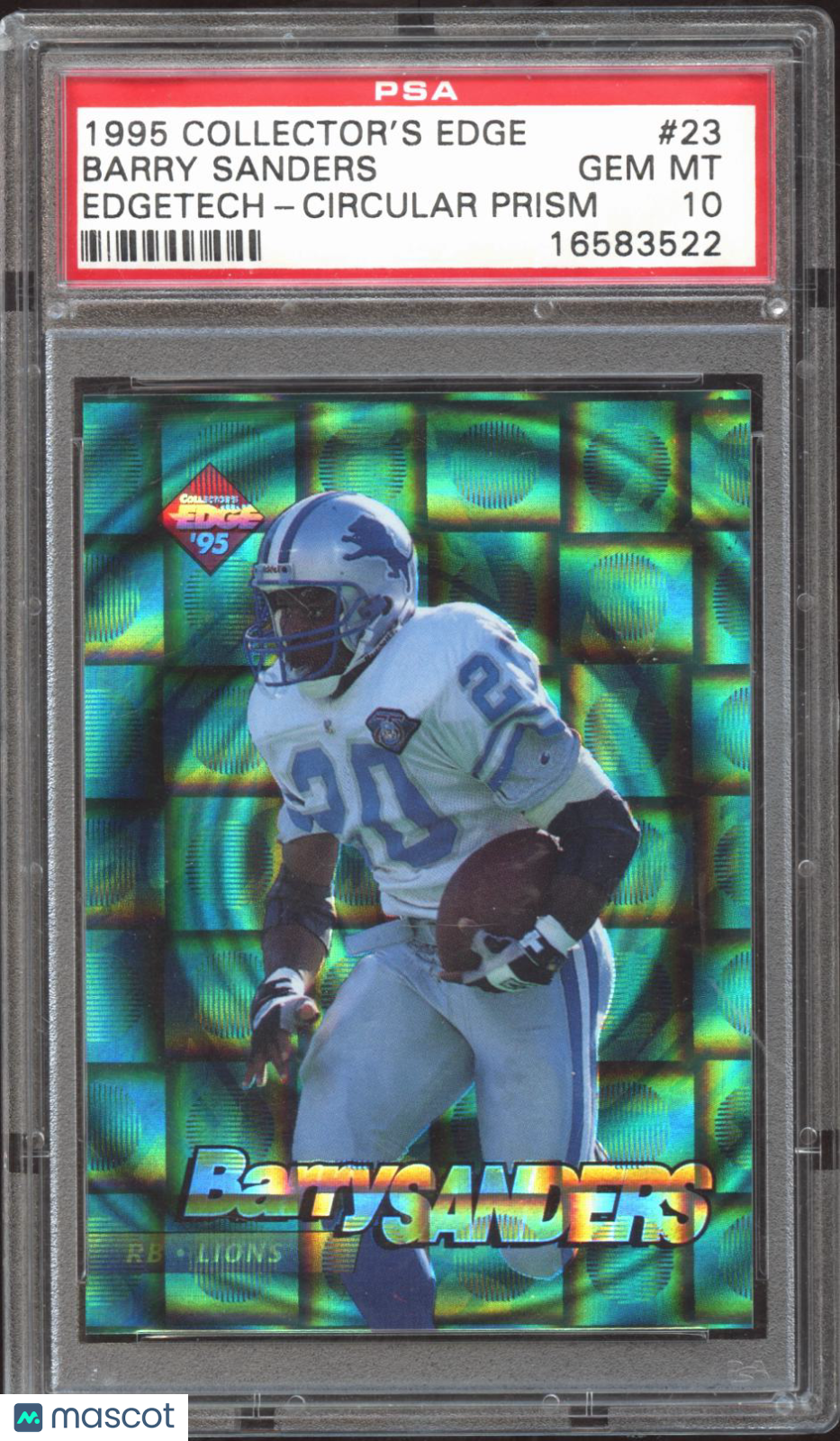 Barry Sanders 1995 Collector's Edge Edgetech Circular Prism Lions PSA 10