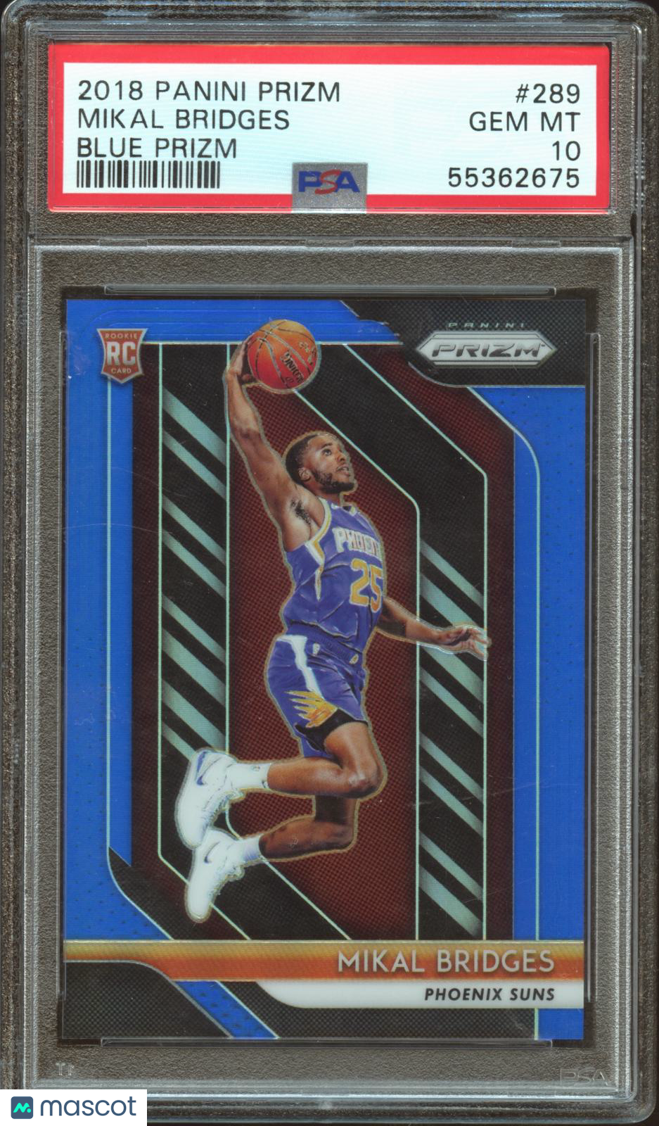 Mikal Bridges 2018-19 Prizm Blue Prizm Rookie RC Phoenix Suns 56/199 PSA 10