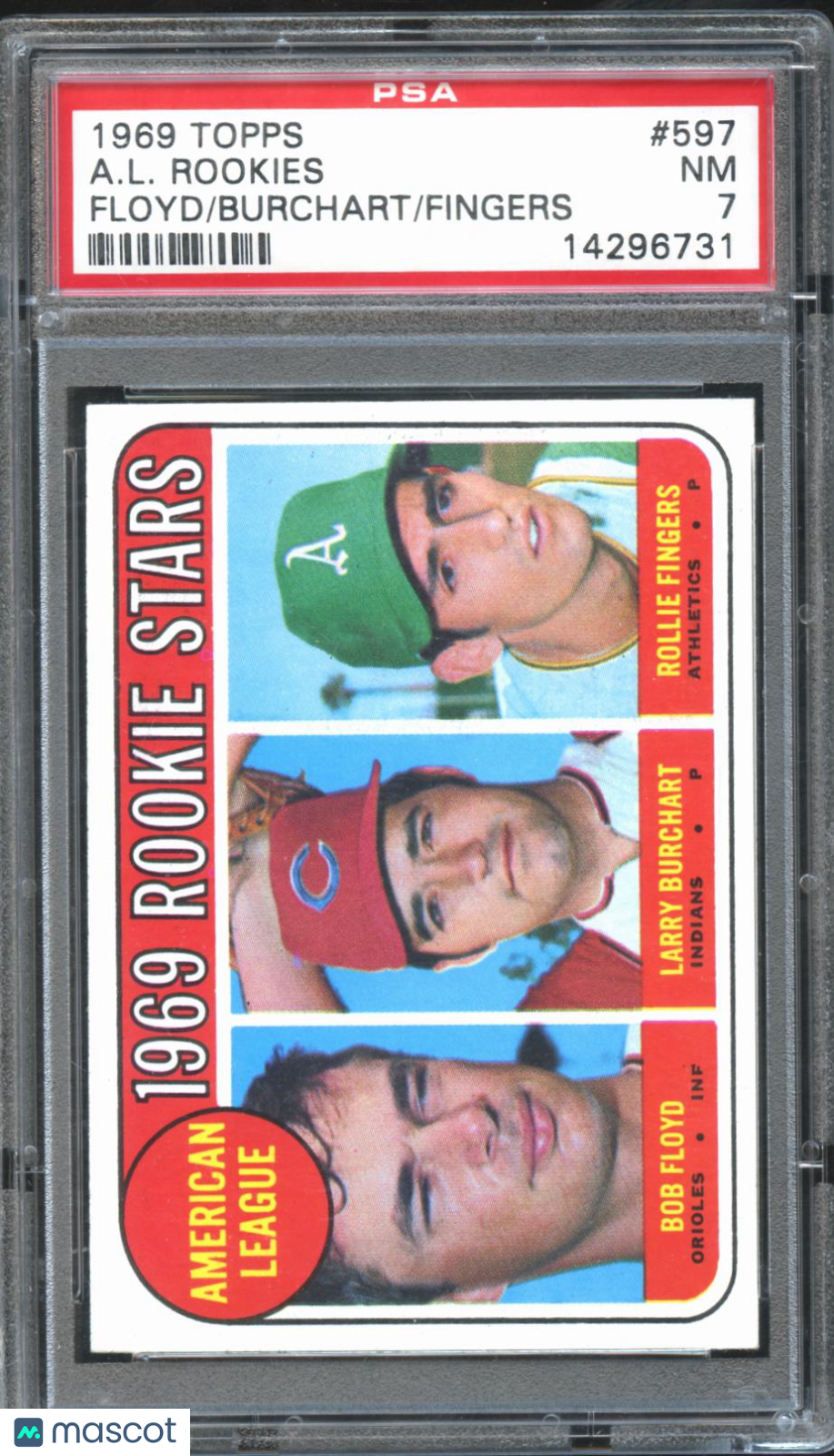 Rollie Fingers 1969 Topps AL Rookie RC Oakland Athletics #597 PSA 7