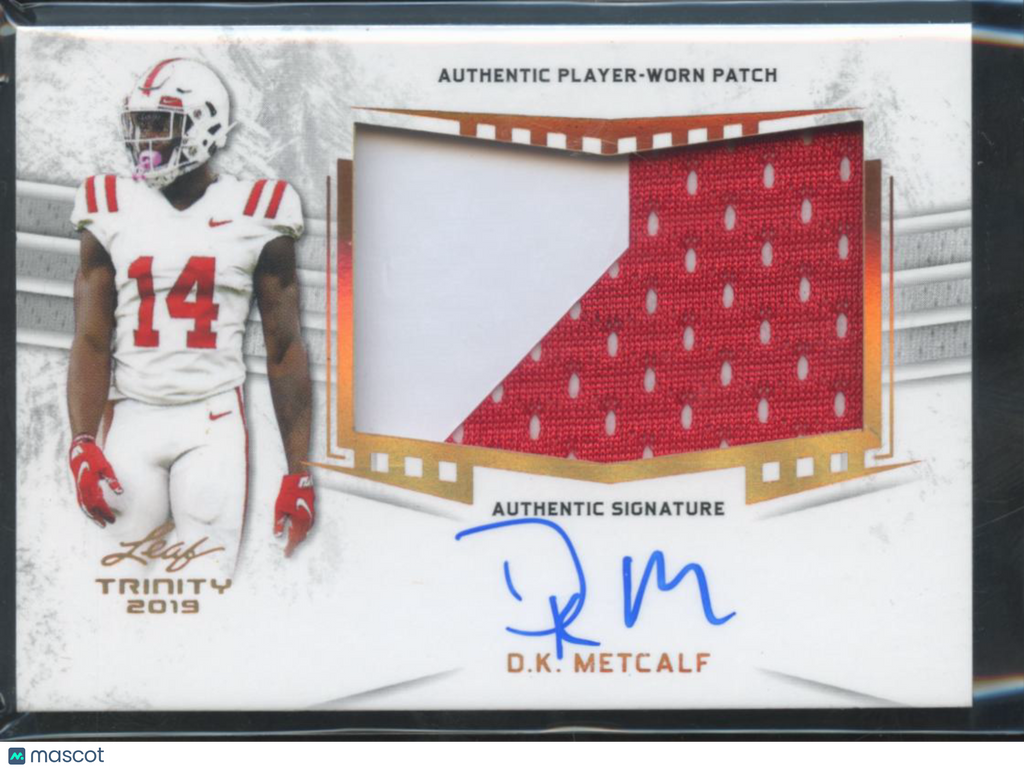 D.K. Metcalf 2019 Leaf Trinity Auto Autograph Patch Rookie RC Ole Miss Steelers