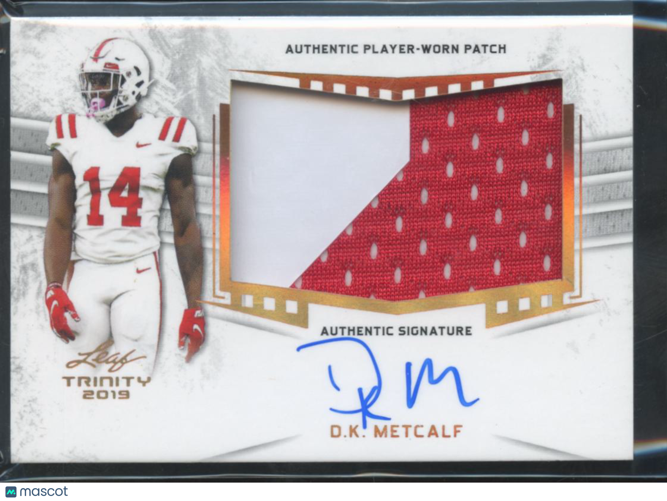 D.K. Metcalf 2019 Leaf Trinity Auto Autograph Patch Rookie RC Ole Miss Steelers