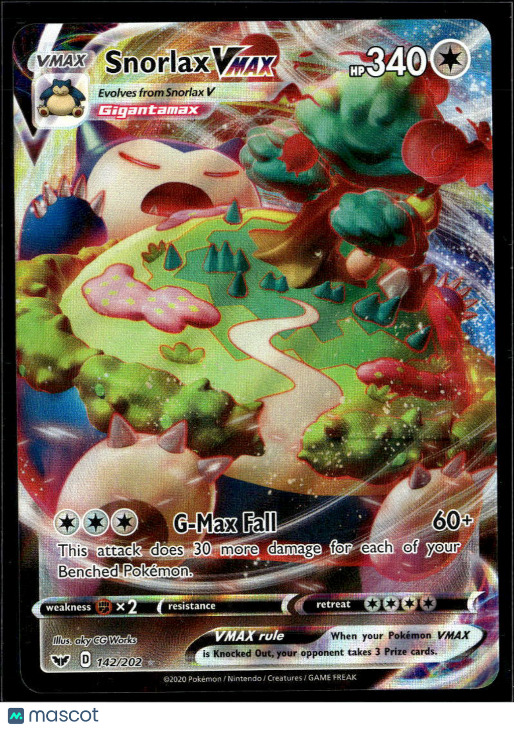 Snorlax VMAX 2020 Sword & Shield Holo Ultra Rare #142/202