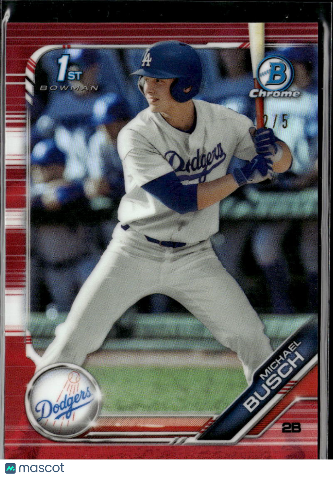 Michael Busch 2019 Bowman Draft Chrome Red Refractor /5 Los Angeles Dodgers
