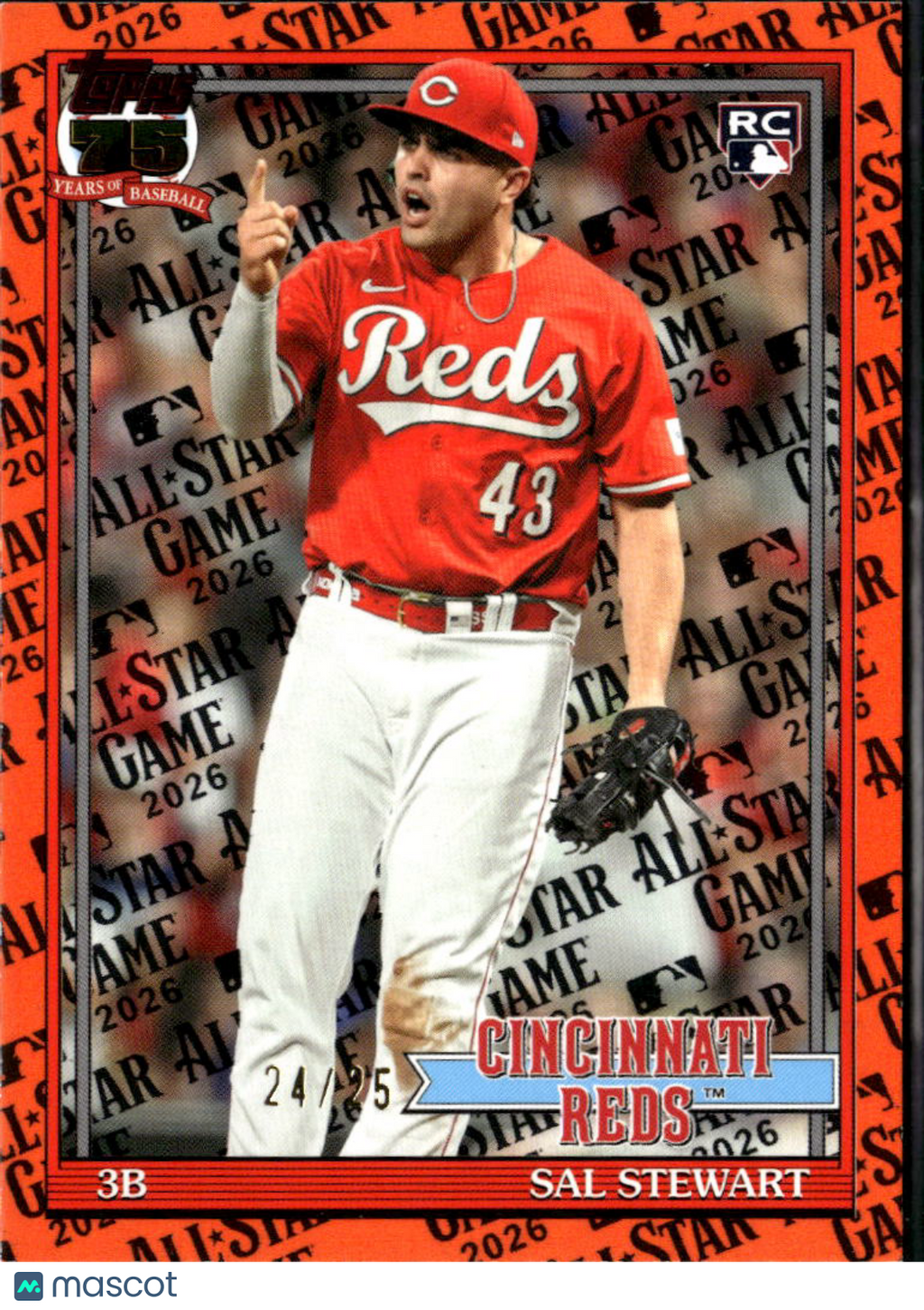 Sal Stewart 2026 Topps 75 Years Orange Rookie RC 24/25 Cincinnati Reds