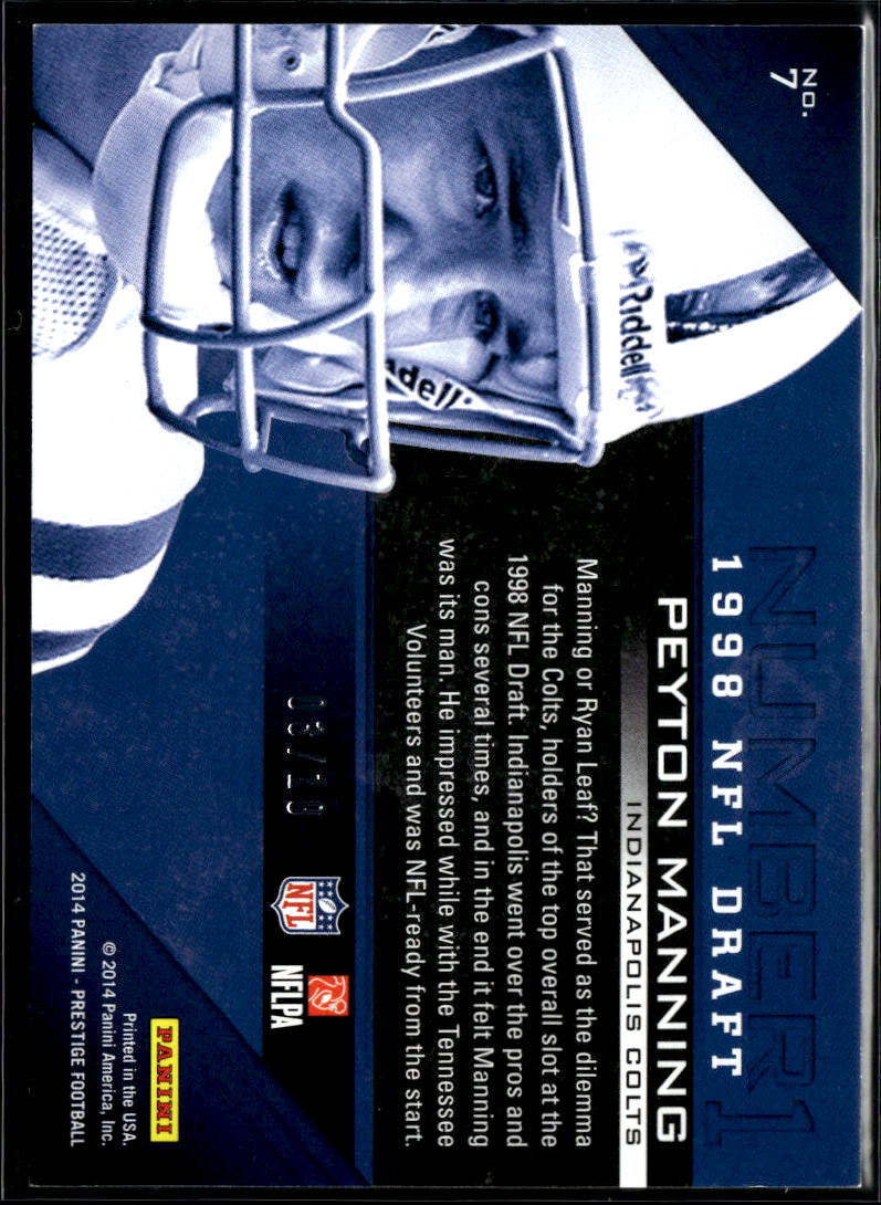 Peyton Manning 2014 Prestige Number 1 Black SSP 3/10 Indianapolis Colts