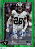 Darien Porter 2025 Topps Chrome Auto Autograph RC Green 78/99 Las Vegas Raiders
