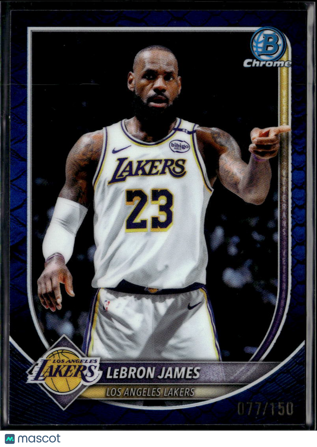 LeBron James 2025 Bowman Chrome Blue Reptilian 77/150 Los Angeles Lakers