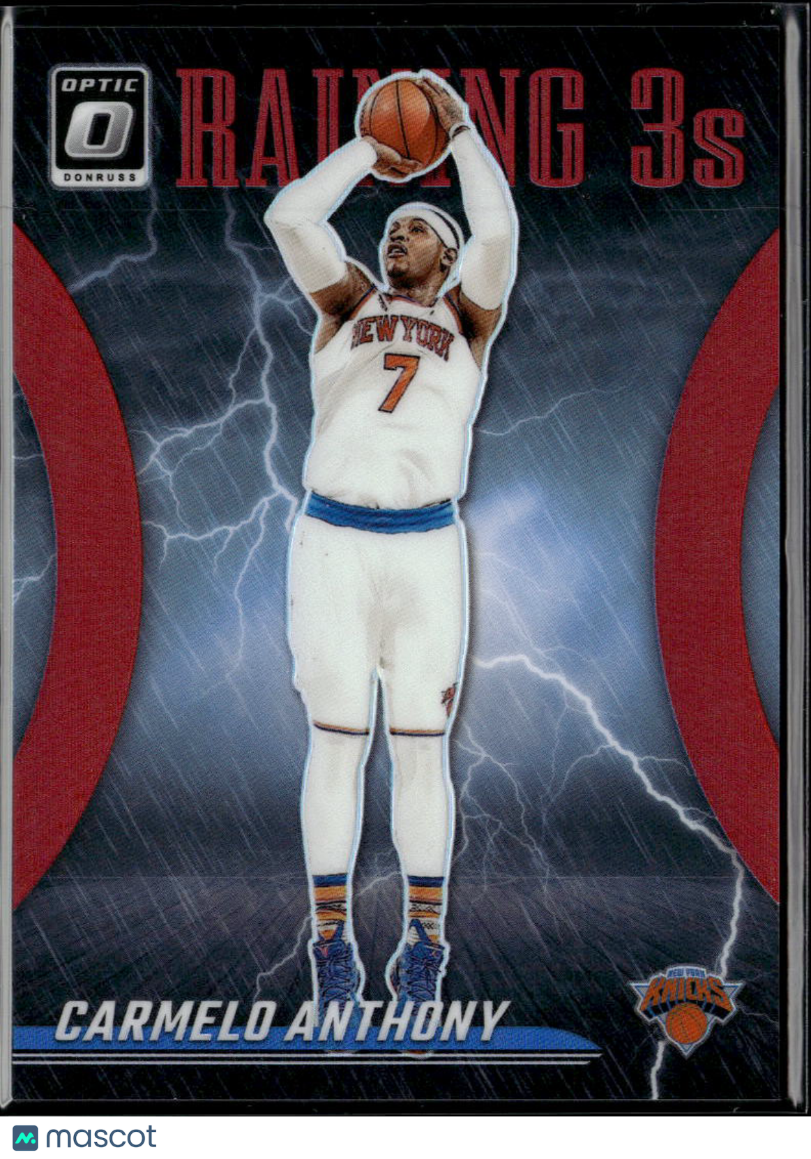 Carmelo Anthony 2024 Optic Raining 3s Red Prizm 1/99 New York Knicks