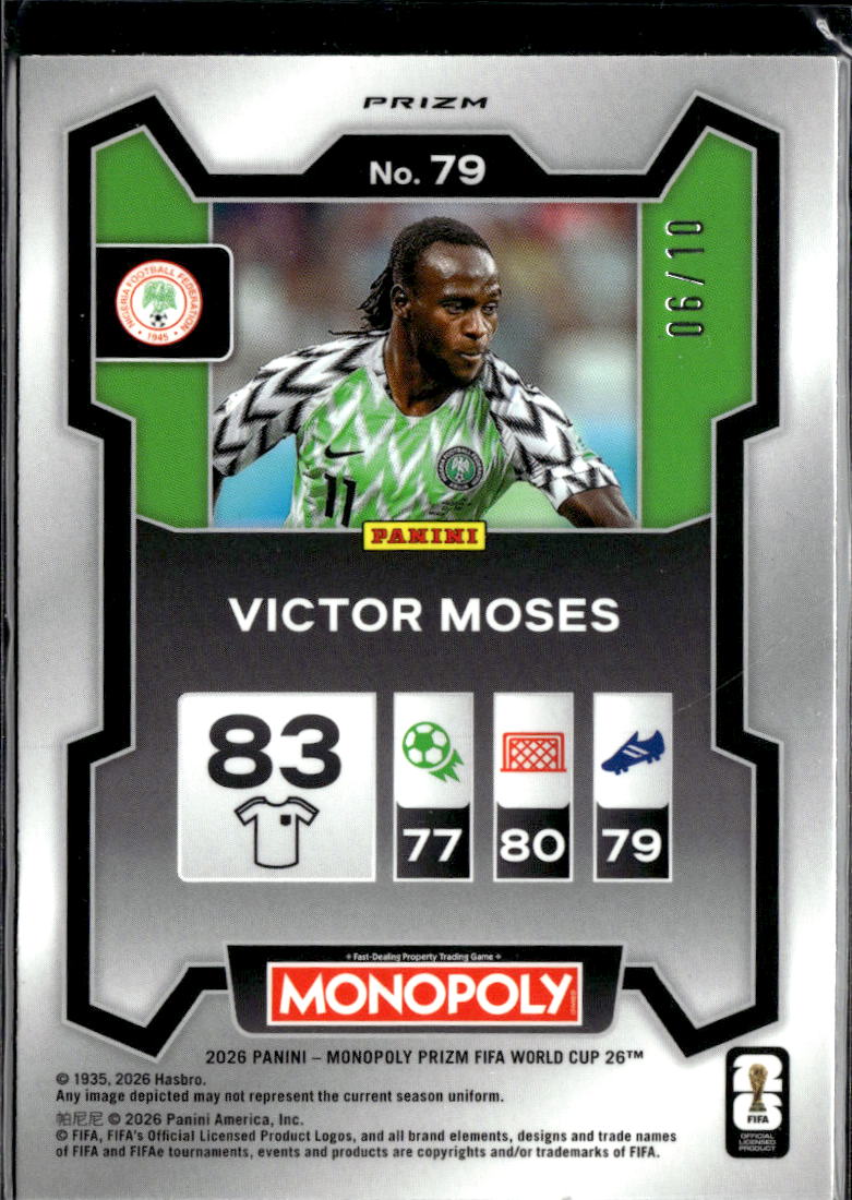 Victor Moses 2026 Prizm Monopoly FIFA World Cup Blue Shimmer SSP 6/10 Nigeria