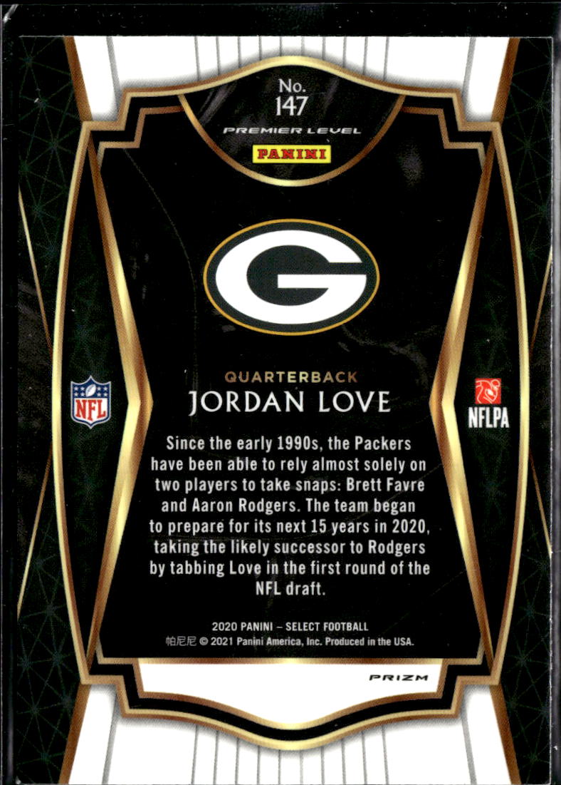 Jordan Love 2020 Select Premier Level Silver Prizm Rookie RC Green Bay Packers