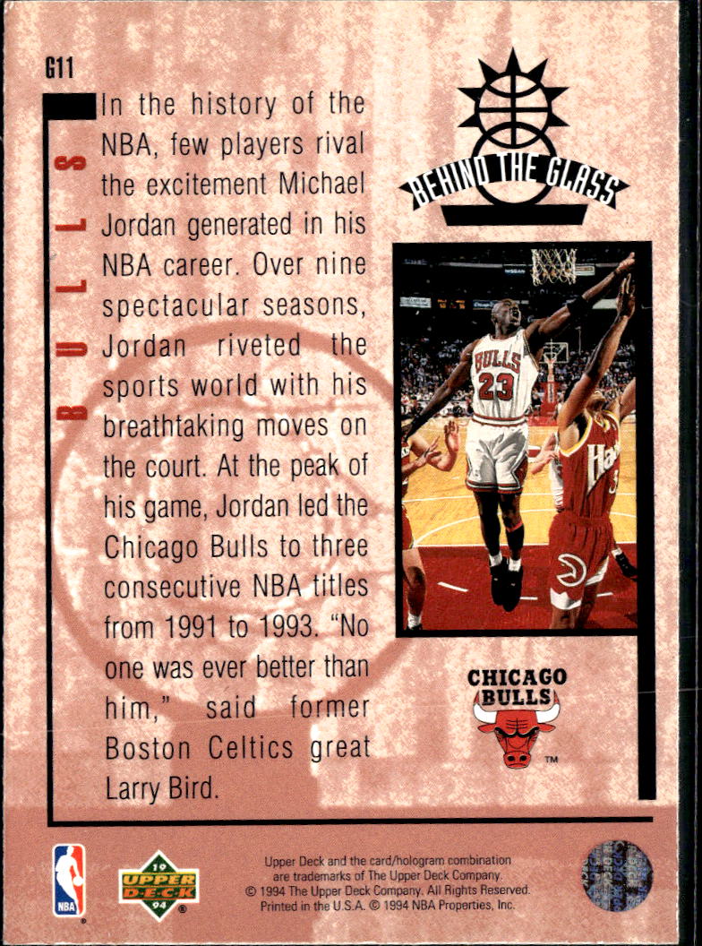 Michael Jordan 1994 Upper Deck Behind the Glass #G11 Chicago Bulls