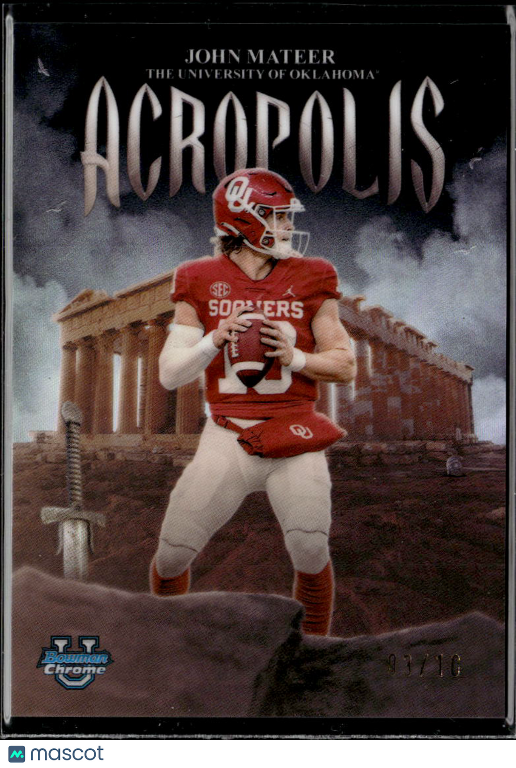 John Mateer 2025 Bowman Chrome Acropolis Black Refractor 3/10 Oklahoma Sooners