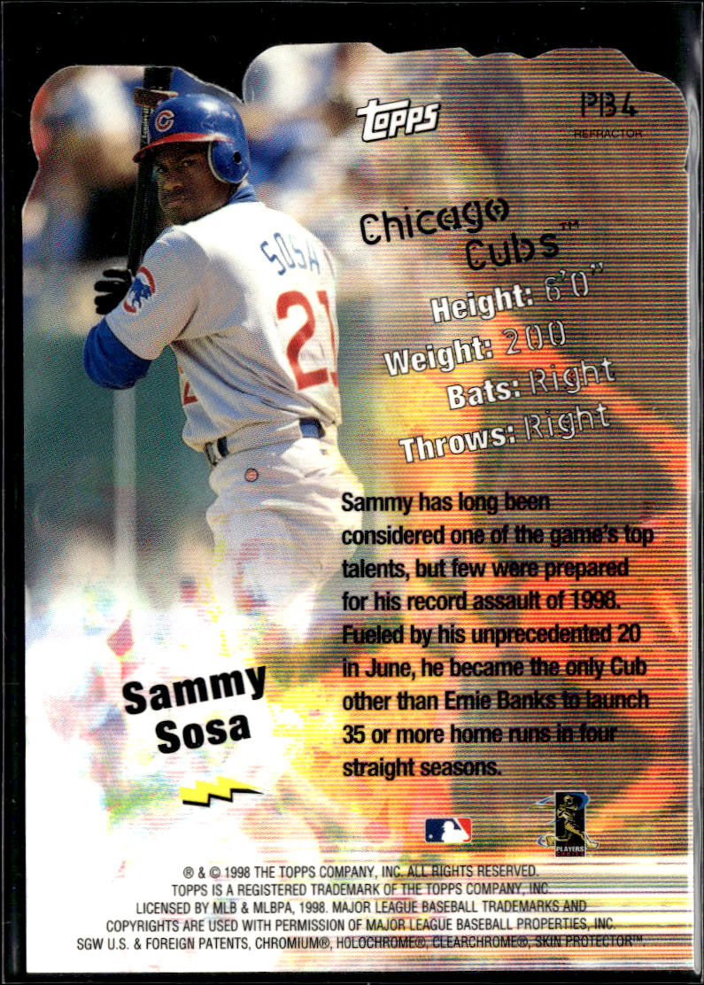 Sammy Sosa 1998 Topps Power Brokers Refractor #PB4 Chicago Cubs