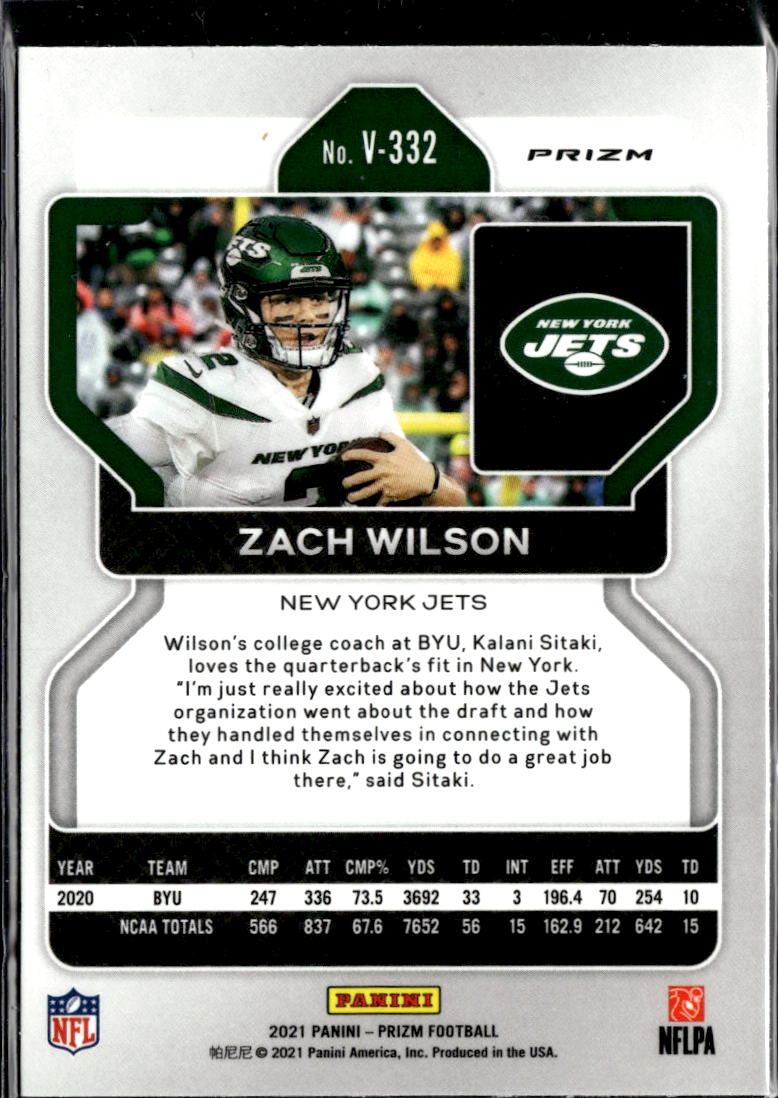 Zach Wilson 2021 Panini Prizm RC Disco New York Jets