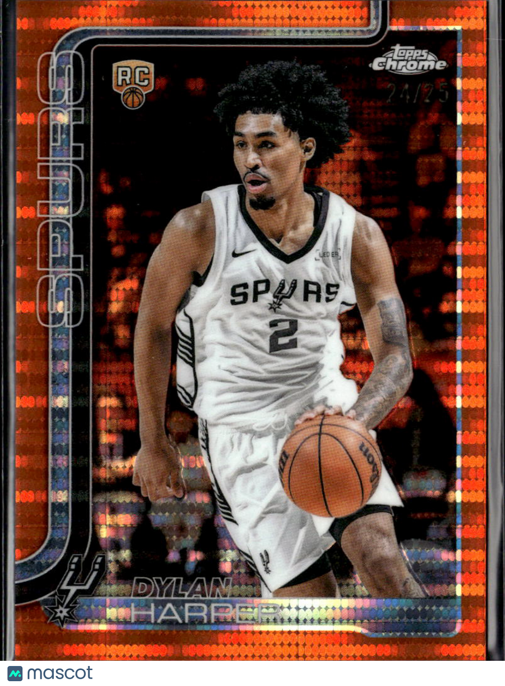 Dylan Harper 2025 Topps Chrome Orange Pulsar Refractor Rookie RC 24/25 Spurs