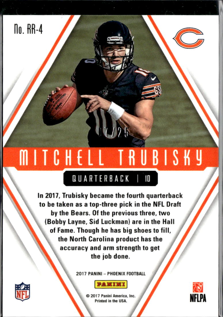 Mitchell Trubisky 2017 Phoenix Rookie Rising Yellow RC 7/25 Chicago Bears