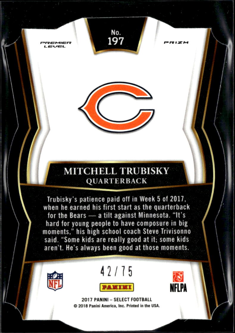 Mitchell Trubisky 2017 Select Premier Level Purple Prizm RC /75 Chicago Bears