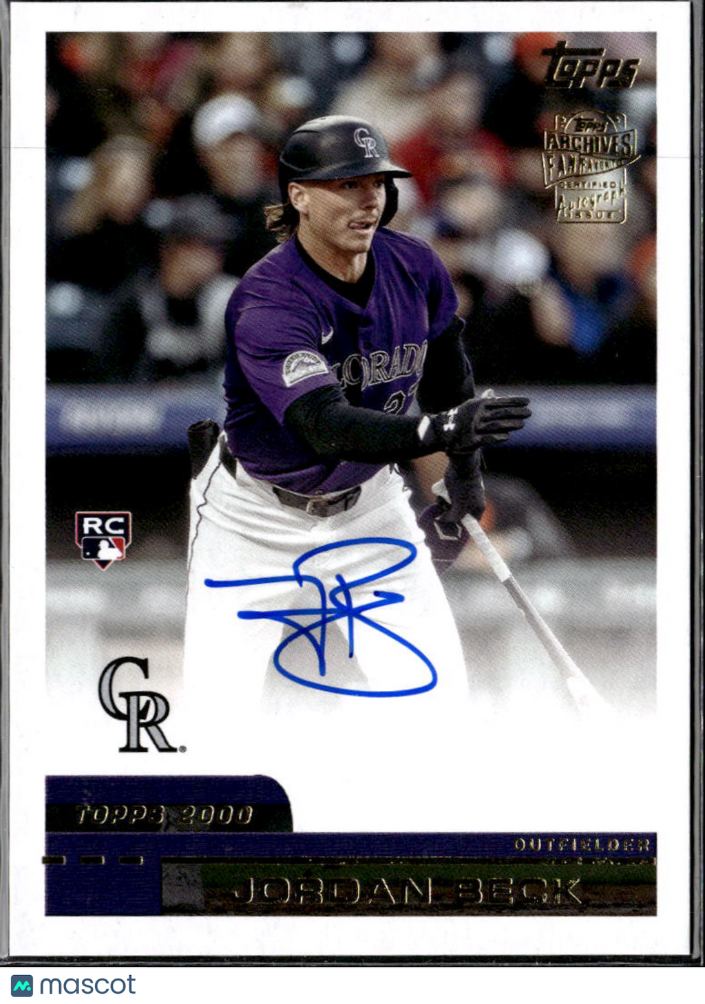 Jordan Beck 2024 Topps Archives Fan Favorites RC Auto Colorado Rockies