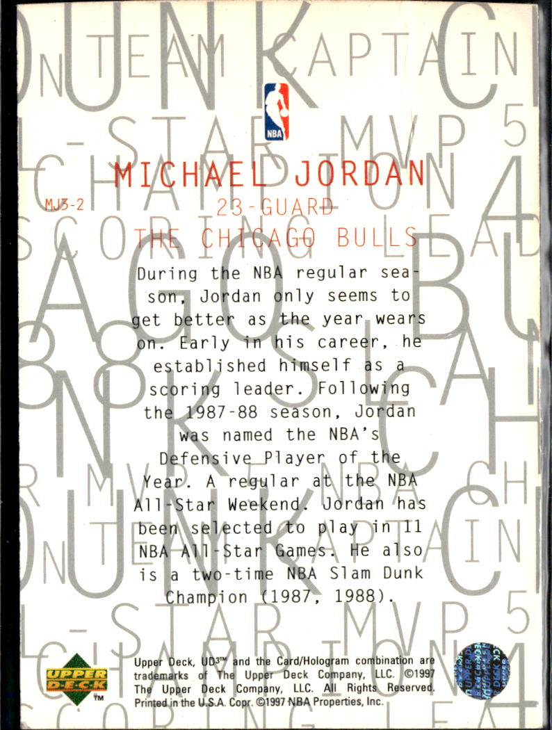 Michael Jordan 1997 Upper Deck UD3 Creased #MJ3 Chicago Bulls