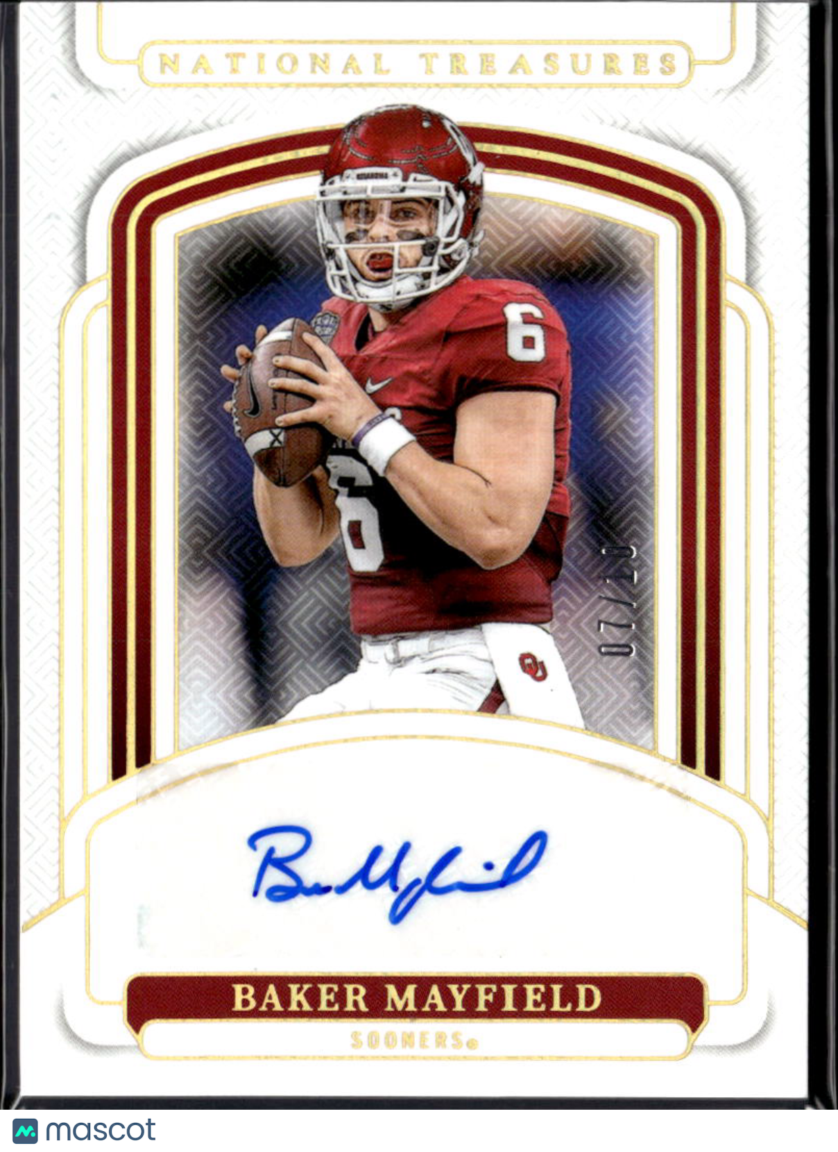 Baker Mayfield 2025 National Treasures Auto Autograph GOLD 7/10 Oklahoma Sooners