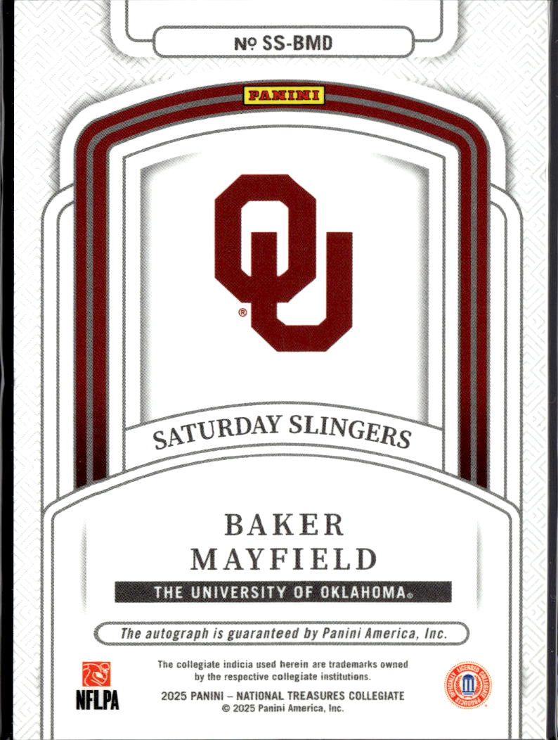Baker Mayfield 2025 National Treasures Auto Autograph GOLD 7/10 Oklahoma Sooners
