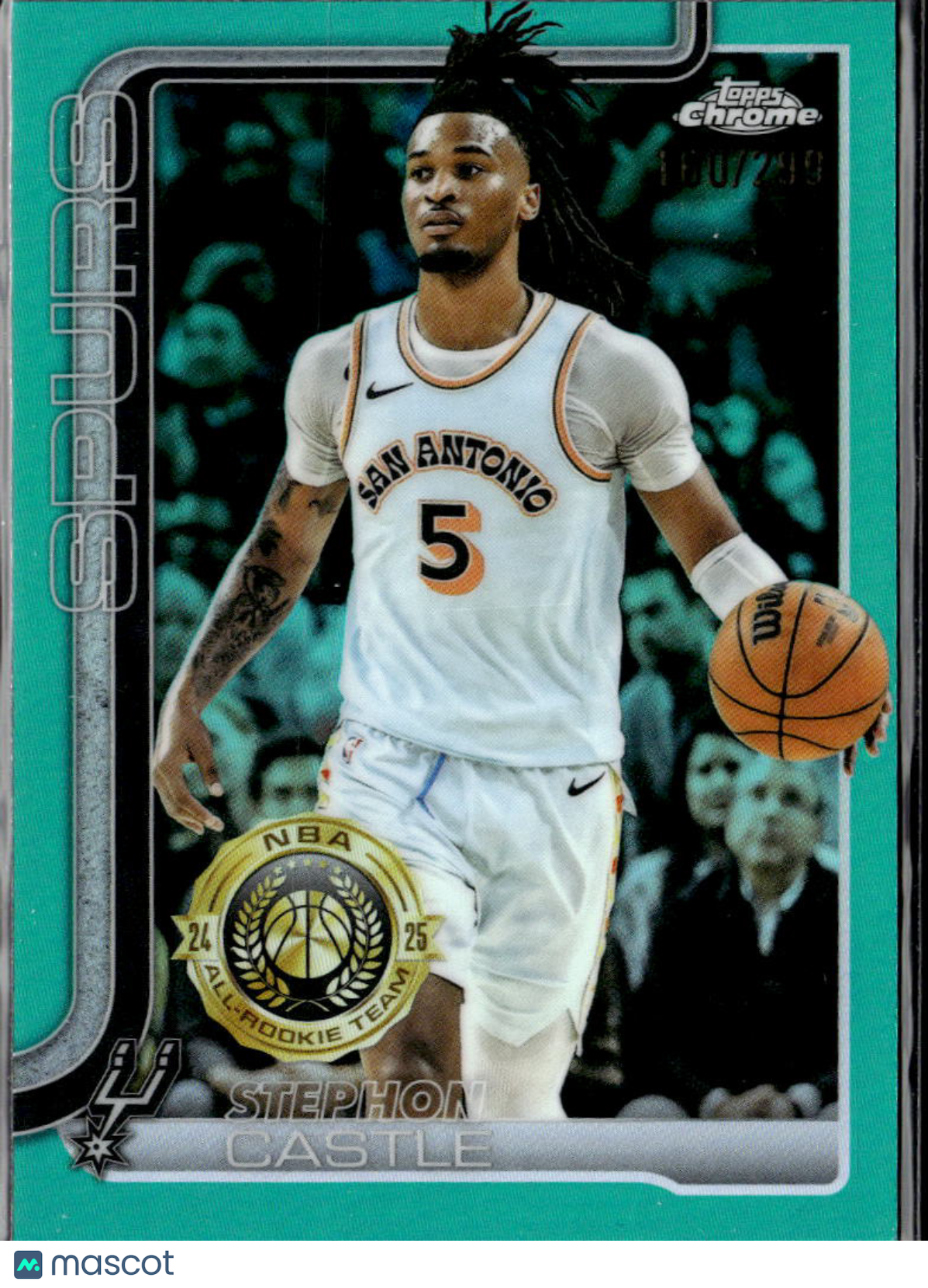Stephon Castle 2024 Topps Chrome Aqua Refractor San Antonio Spurs