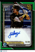 J.D. Gonzalez 2024 Bowman Chrome 1st Auto Autograph Green 74/99 San Diego Padres