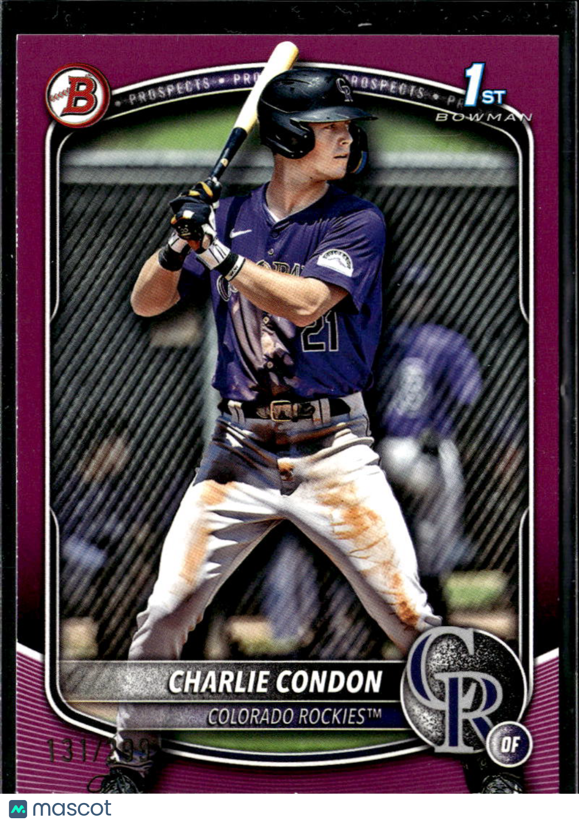 Charlie Condon 2025 Bowman 1st Purple Rookie RC 131/299 Colorado Rockies