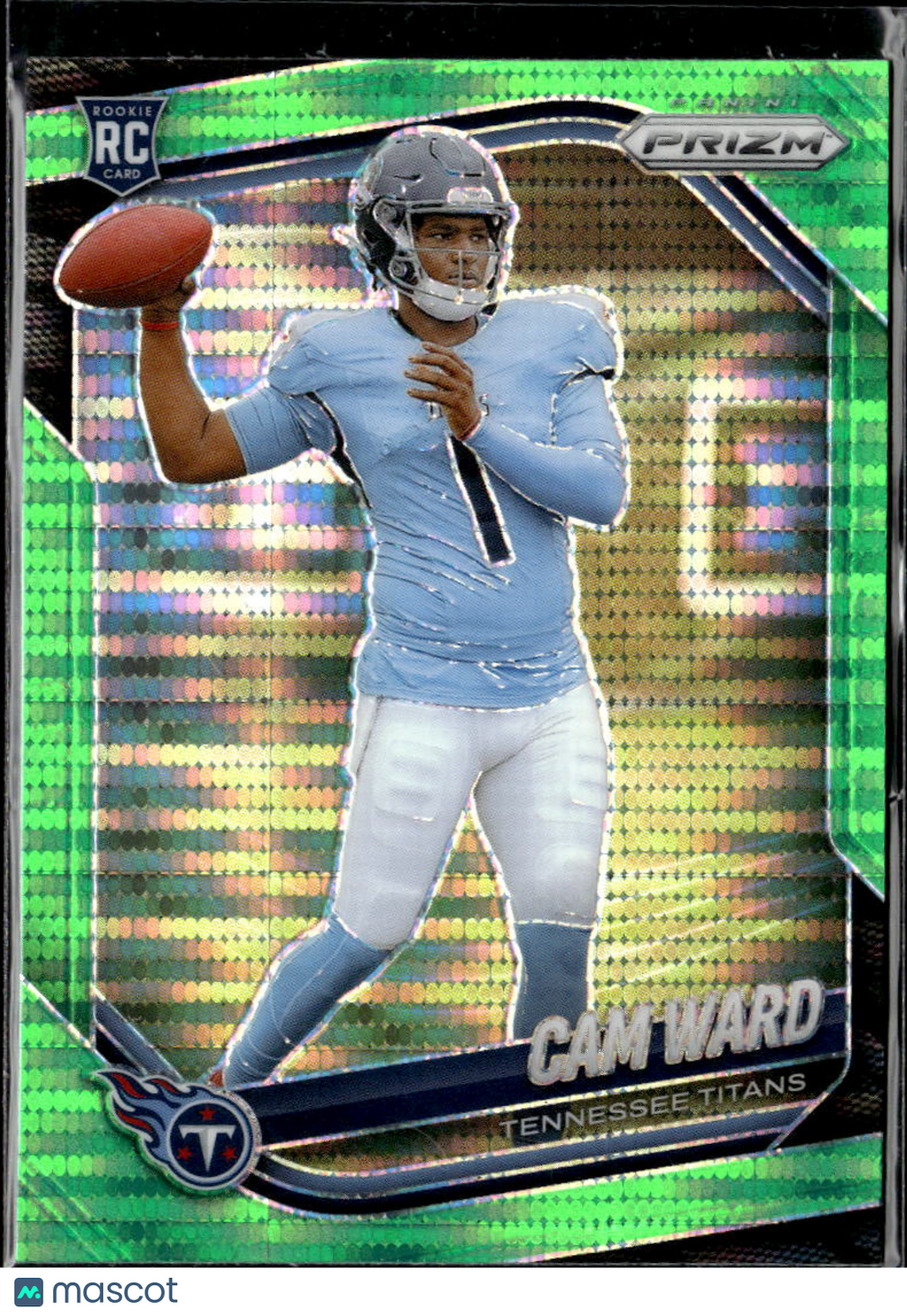 Cam Ward 2025 Panini Prizm RC Green Pulsar Prizm #352 Tennessee Titans