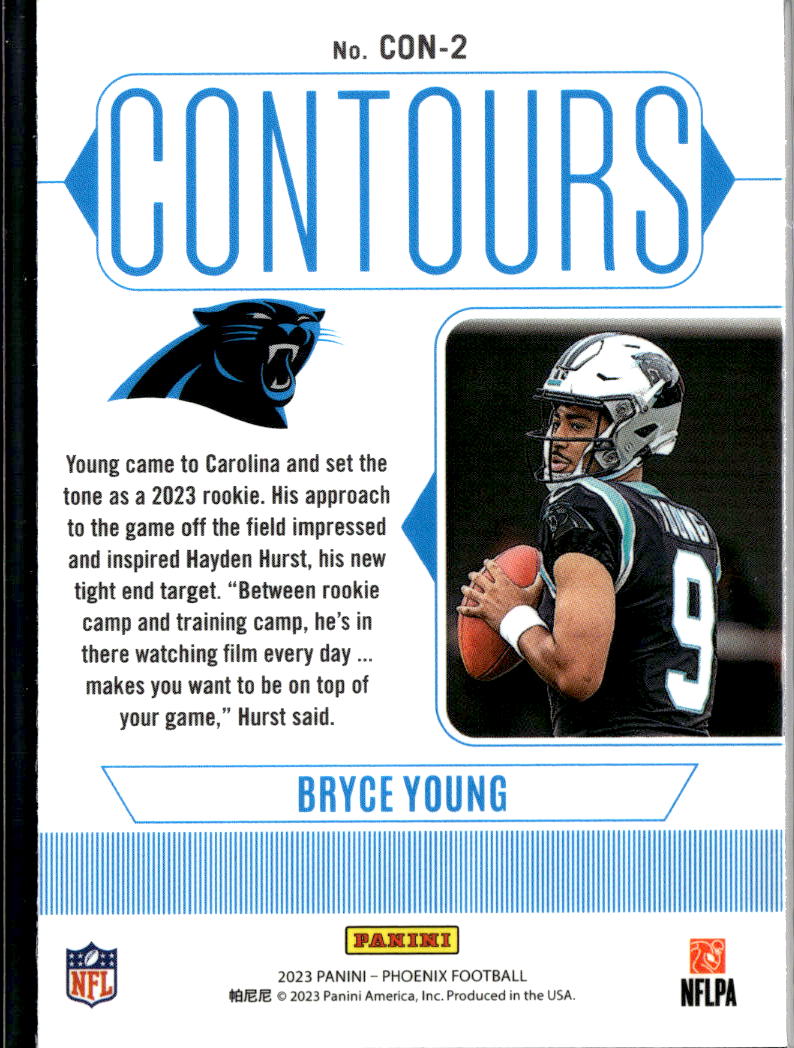 Bryce Young 2023 Phoenix Contours Lava Rookie RC Carolina Panthers