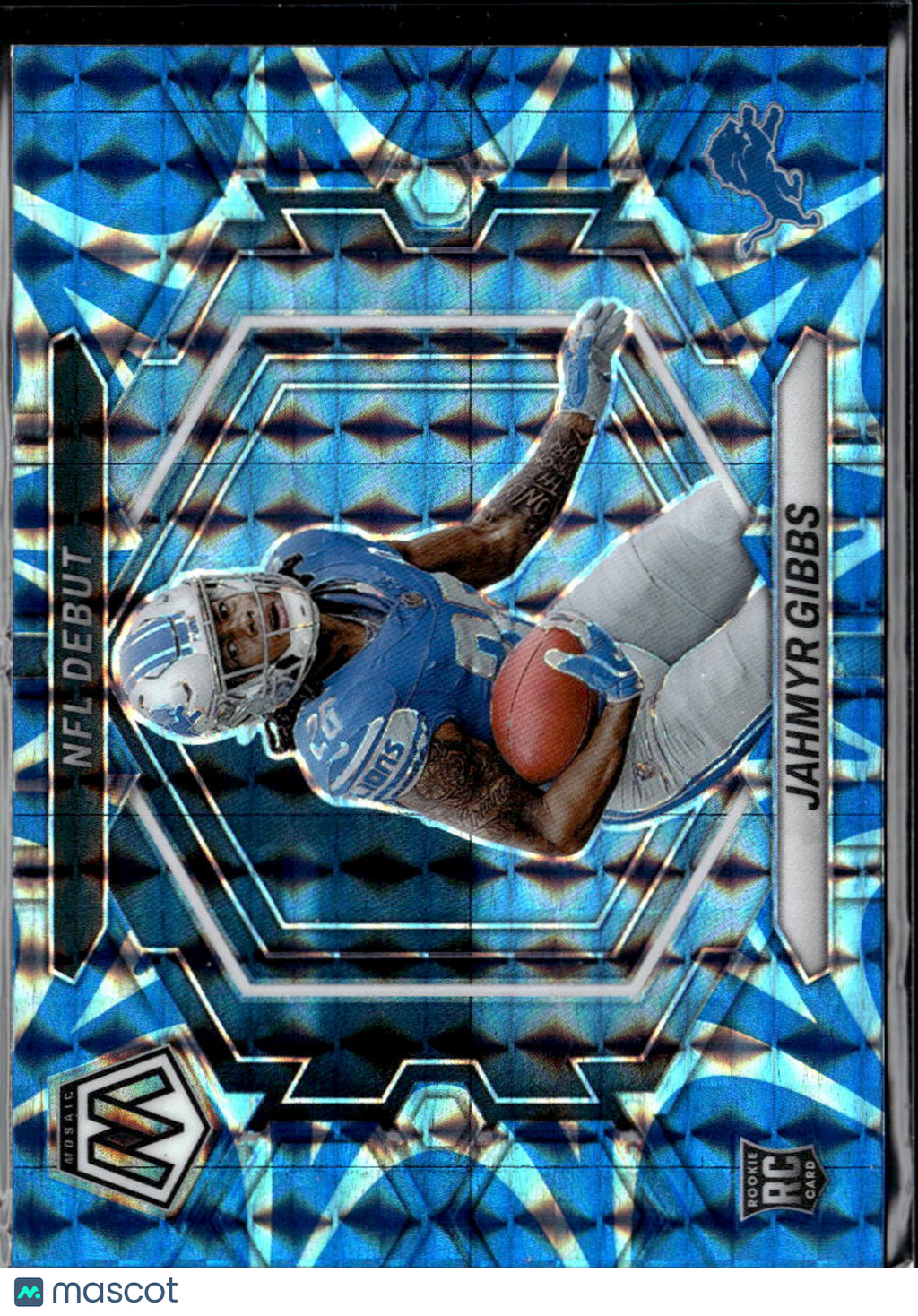 Jahmyr Gibbs 2023 Mosaic NFL Debut RC Blue Reactive Rookie Detroit Lions