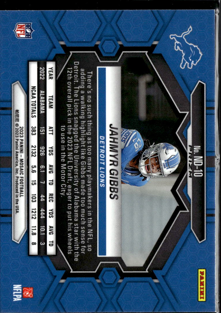 Jahmyr Gibbs 2023 Mosaic NFL Debut RC Blue Reactive Rookie Detroit Lions