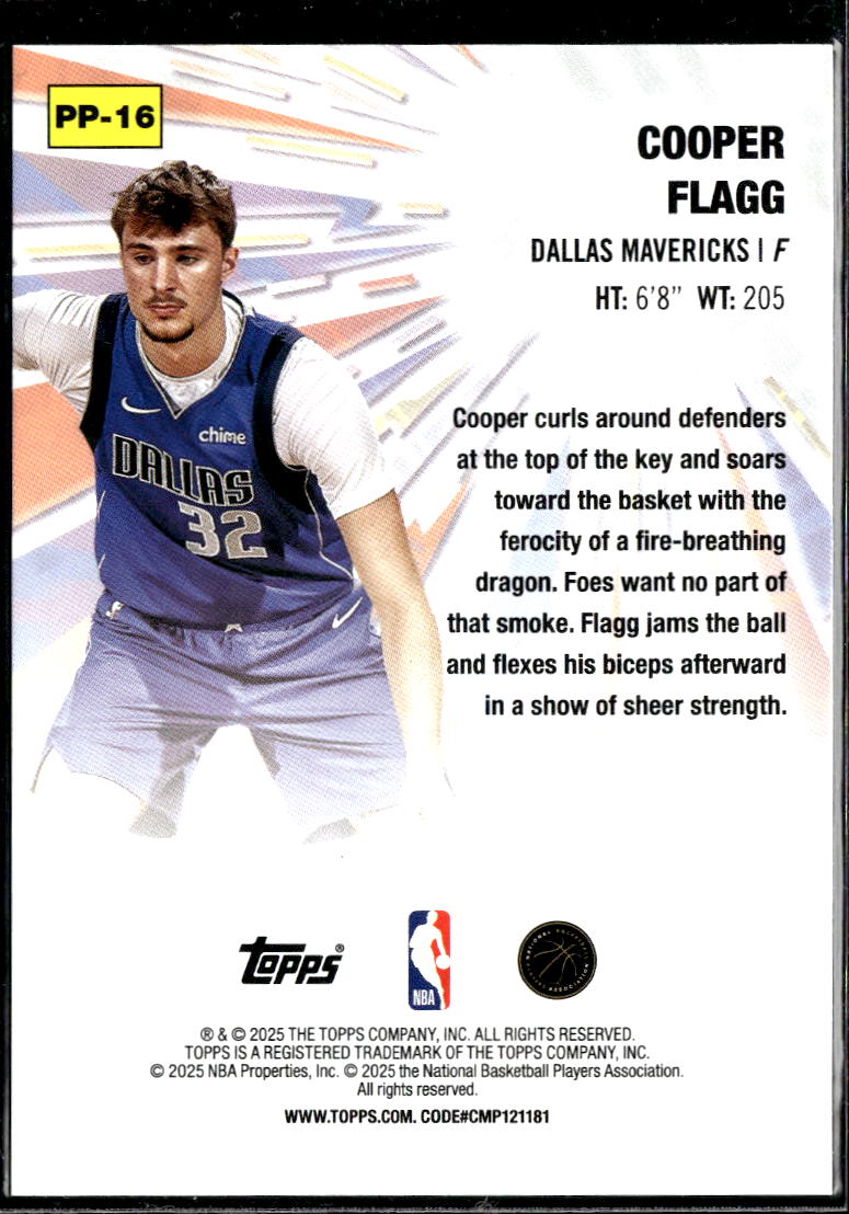 Cooper Flagg 2025 Topps Power Players Sparkle Glitter Rookie RC Dallas Mavericks