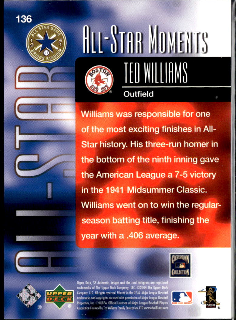 Ted Williams 2004 SP Authentic All-Star Moments 895/999 Boston Red Sox