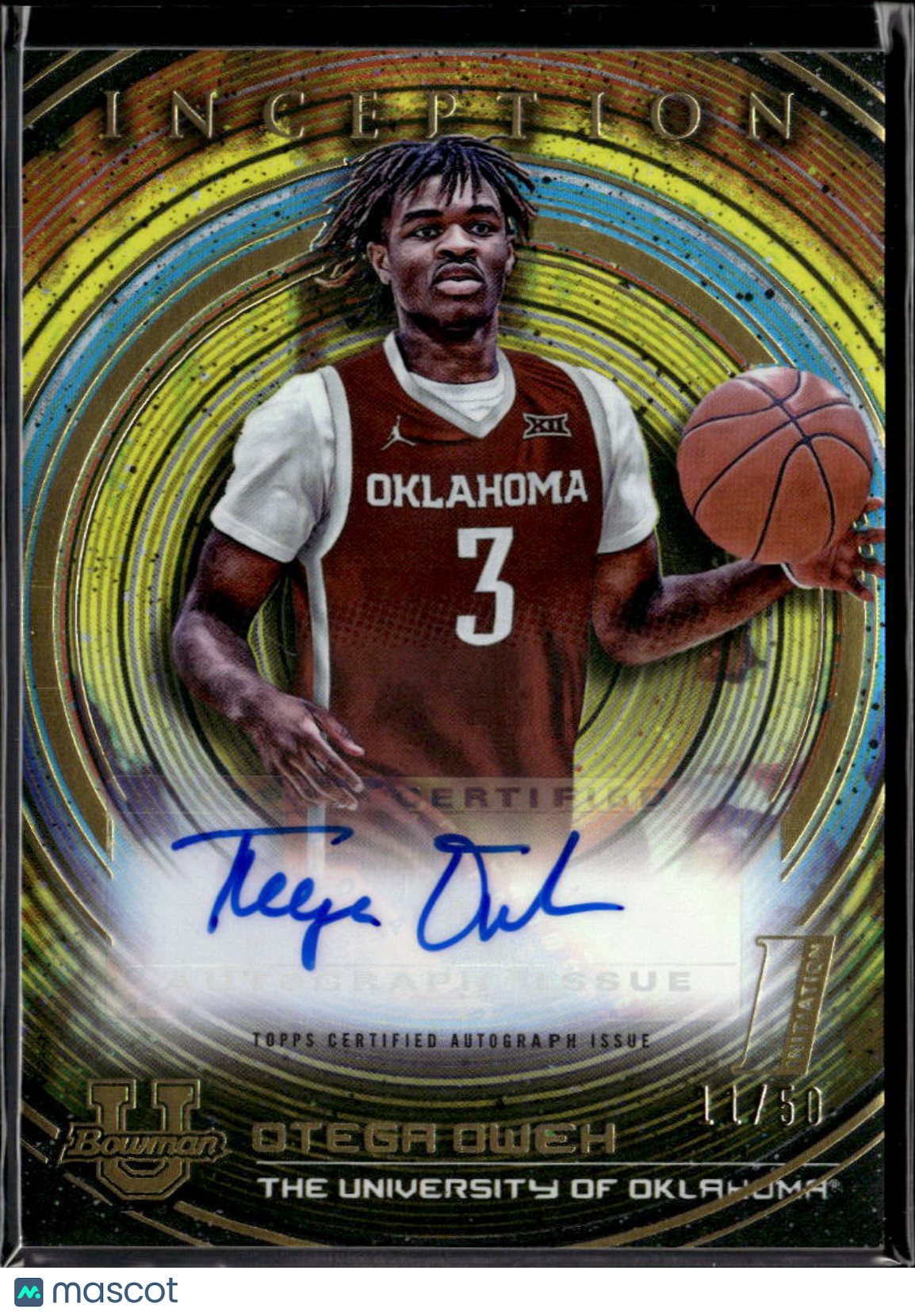 Otega Oweh 2023 Bowman Inception Auto Autograph GOLD RC 11/50 Oklahoma Sooners