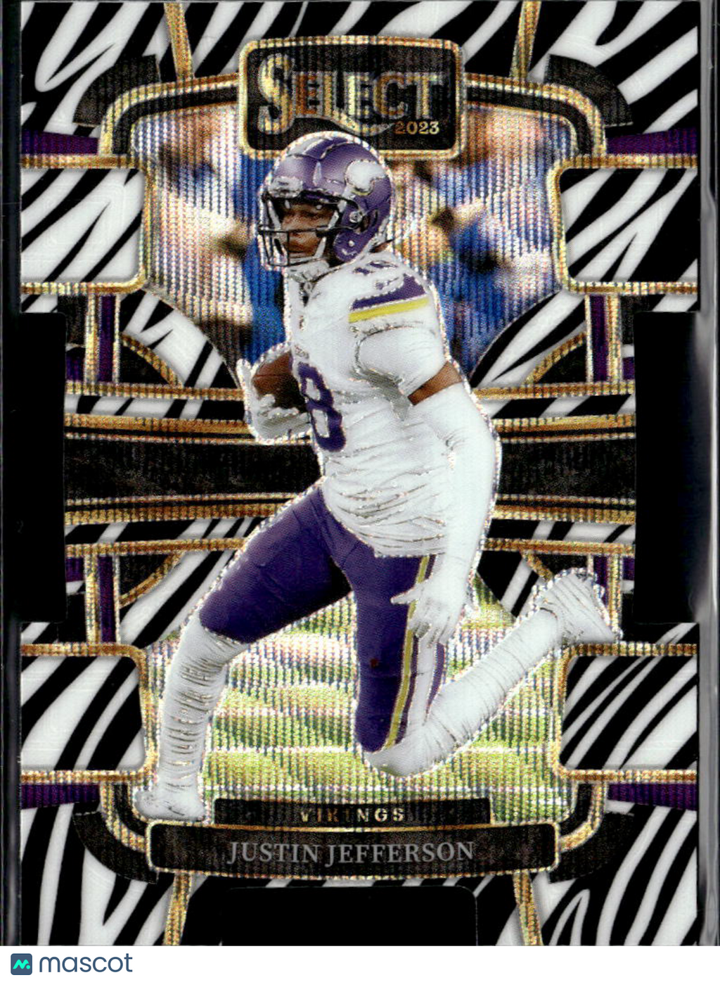 Justin Jefferson 2023 Select Zebra Prizm Die-Cut Minnesota Vikings