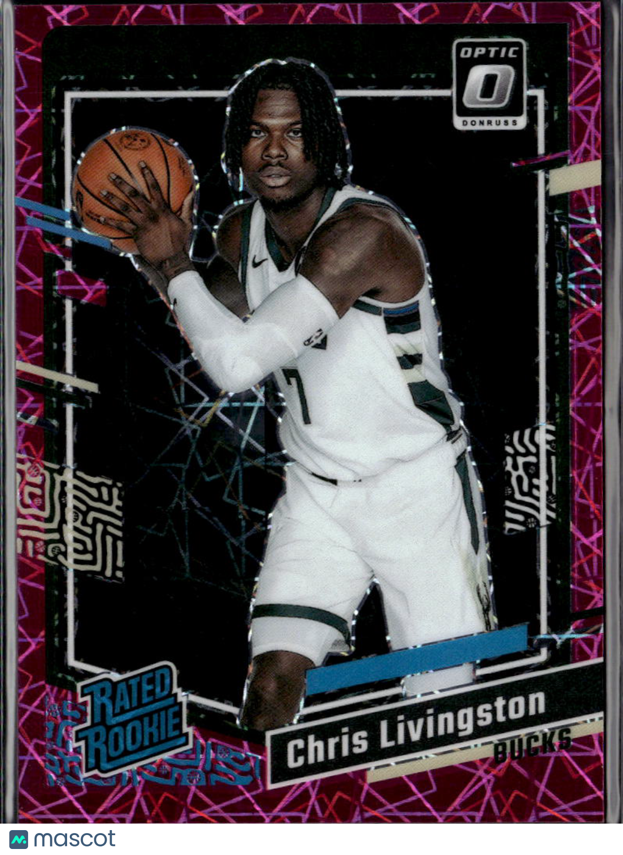 Chris Livingston 2023-24 Optic Pink Velocity Rated Rookie 38/79 Milwaukee Bucks